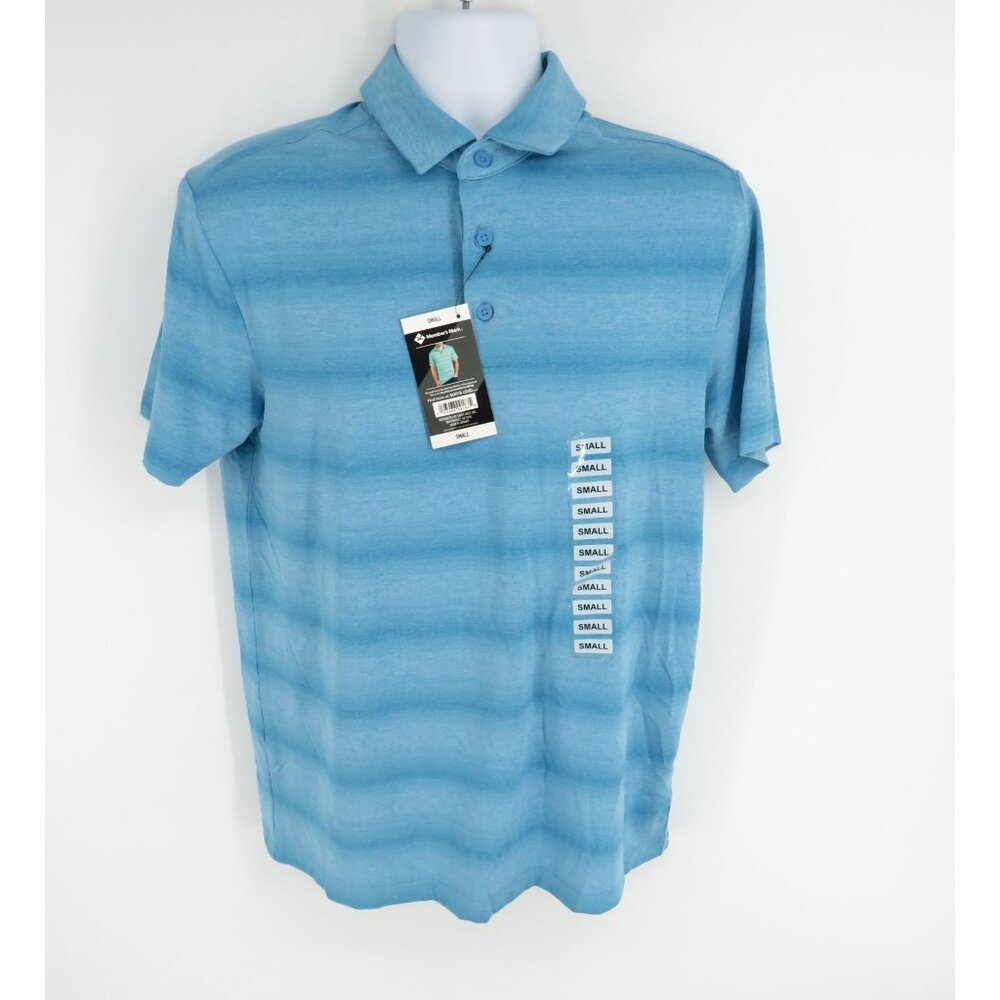 Members Mark Active Performance Polo Shirt Small Blue Moisture Wicking NWT